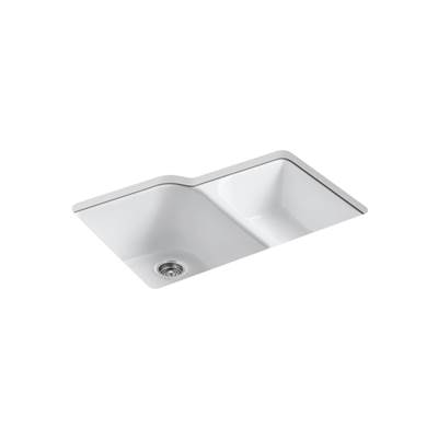 Executive ChefE 33'' undermount double-bowl kitchen sink - White