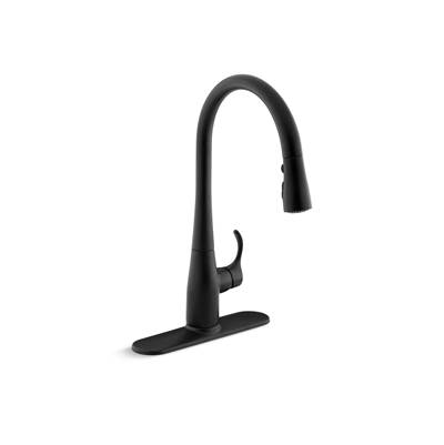 Kohler Simplice Pull-down kitchen sink faucet with three-function sprayhead - Matte Black