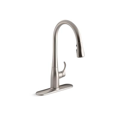 Kohler Simplice Pull-down kitchen sink faucet with three-function sprayhead - Vibrant Stainless