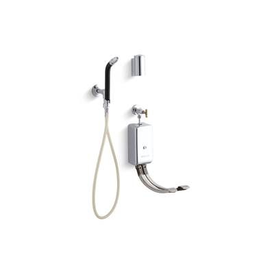 Bedpan washer with double foot control mixing valves and integral stops