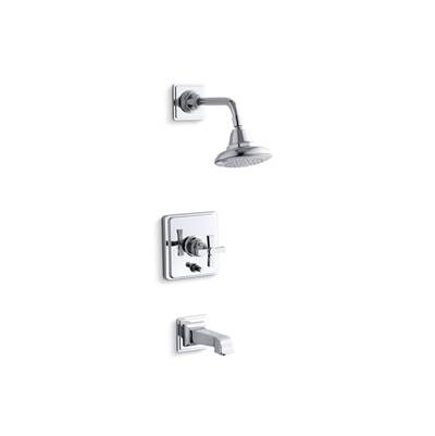 Kohler Pinstripe Pure Rite-temp Bath and Shower Trim Kit with Push-button Diverter and Cross...