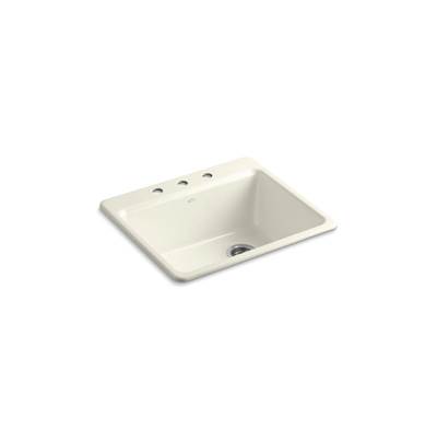 Kohler Riverby 25'' top-mount single-bowl kitchen sink - Biscuit