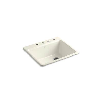Kohler Riverby 25'' top-mount single-bowl kitchen sink - Biscuit