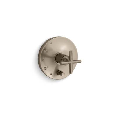 Kohler Purist Rite-temp Valve Trim with Push-button Diverter and Cross Handle - Vibrant Brushed...
