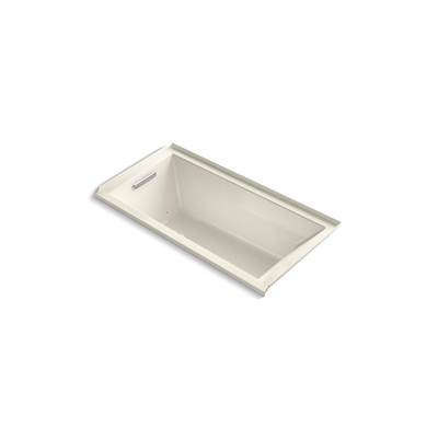 Kohler Underscore 60'' x 30'' alcove Heated BubbleMassageE air bath with Bask, left drain - Biscuit