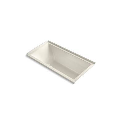 Kohler Underscore 60'' x 30'' alcove Heated BubbleMassageE air bath with Bask, right drain - Biscuit