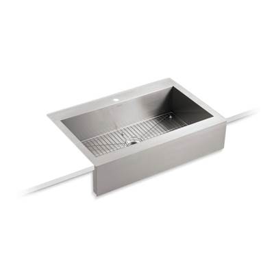 Kohler VaultE 35-3/4'' x 24-5/16'' x 9-5/16'' top-mount single-bowl stainless steel farmhouse kitchen sink for 36'' cabinet - Not Applicable
