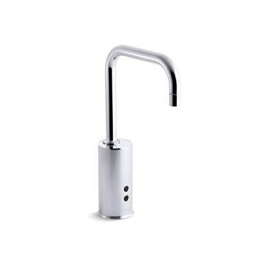Gooseneck Centerset commercial lavatory faucet with 1.5 gpm spray, flexible connections and 5'' lever handle, drain not included and lift-rod hole - Polished Chrome