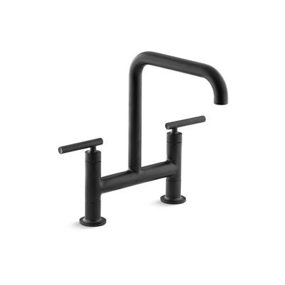 Kohler Purist Two-hole bridge kitchen sink faucet - Matte Black