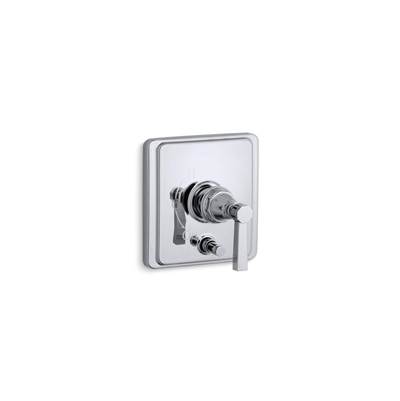 Kohler Pinstripe Rite-temp Valve Trim with Push-button Diverter and Lever Handle - Polished Chrome