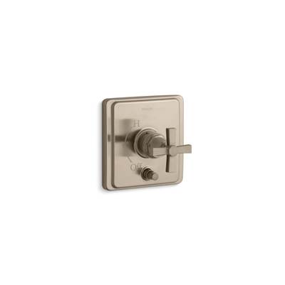Kohler Pinstripe Rite-temp Valve Trim with Push-button Diverter and Cross Handle - Vibrant...