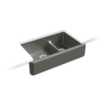 Kohler Whitehaven Smart Divide 35-3/4'' undermount double-bowl farmhouse kitchen sink - Thunder Grey