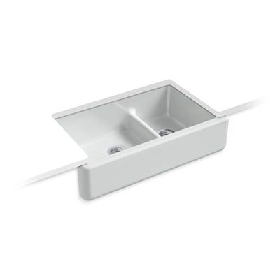Kohler Whitehaven Smart Divide 35-3/4'' undermount double-bowl farmhouse kitchen sink - Ice Grey