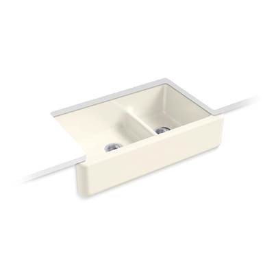Kohler Whitehaven Smart Divide 35-3/4'' undermount double-bowl farmhouse kitchen sink - Biscuit