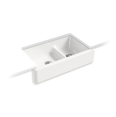 Kohler Whitehaven Smart Divide 35-3/4'' undermount double-bowl farmhouse kitchen sink - Sea Salt