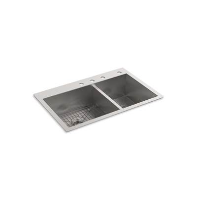 Kohler VaultE 33'' top-/undermount double-bowl kitchen sink - Stainless Steel