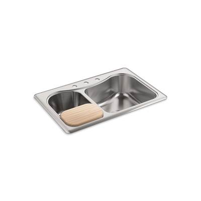 Kohler StaccatoE 33'' top-mount double-bowl kitchen sink - Stainless Steel
