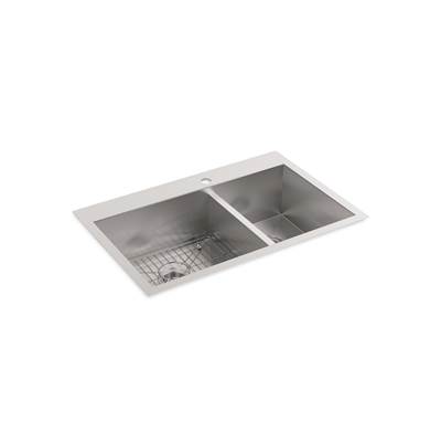 Kohler VaultE 33'' top-/undermount double-bowl kitchen sink - Stainless Steel