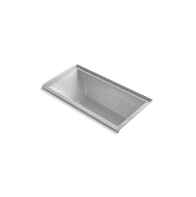 Kohler Underscore 60'' x 30'' alcove Heated BubbleMassageE air bath with Bask, right drain - Ice Grey