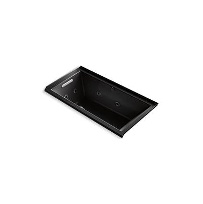 Kohler Underscore 60'' x 30'' alcove Heated BubbleMassageE air bath with whirlpool, left drain - Black
