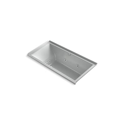 Kohler Underscore 60'' x 30'' alcove Heated BubbleMassageE air bath with whirlpool, right drain - Ice Grey