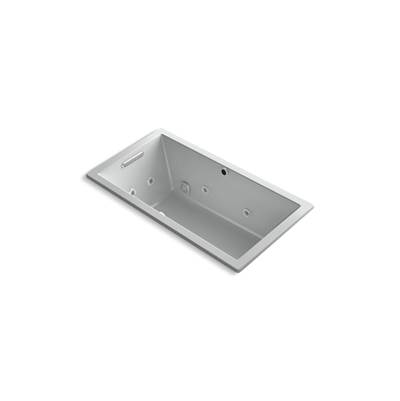 Kohler Underscore 60'' x 32'' drop-in Heated BubbleMassageE air bath with whirlpool - Ice Grey