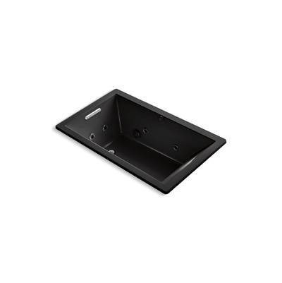 Kohler Underscore 60'' x 36'' drop-in Heated BubbleMassageE air bath with whirlpool - Black