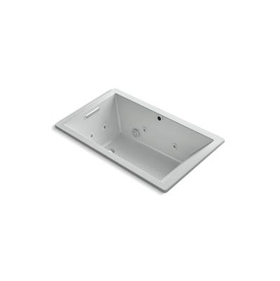 Kohler Underscore 60'' x 36'' drop-in Heated BubbleMassageE air bath with whirlpool - Ice Grey