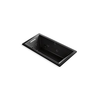 Kohler Underscore 60'' x 30'' drop-in Heated BubbleMassageE air bath with whirlpool - Black