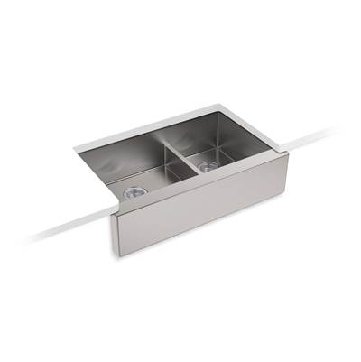 Kohler Strive Smart Divide 35-1/2'' undermount double-bowl farmhouse kitchen sink - Stainless Steel