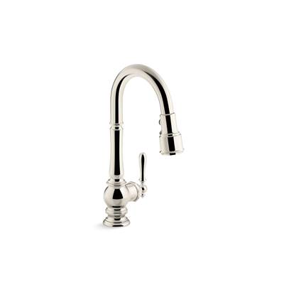 Artifacts Pull-down kitchen sink faucet with three-function sprayhead