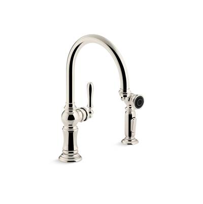 Artifacts Single-handle kitchen sink faucet with two-function sprayhead