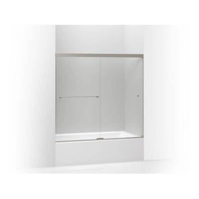 Kohler Revel Sliding bath door, 55-1/2'' H x 56-5/8 - 59-5/8'' W, with 1/4'' thick Crystal Clear glass - Anodized Brushed Nickel