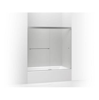 Kohler Revel Sliding bath door, 55-1/2'' H x 56-5/8 - 59-5/8'' W, with 1/4'' thick Crystal Clear glass - Bright Polished Silver