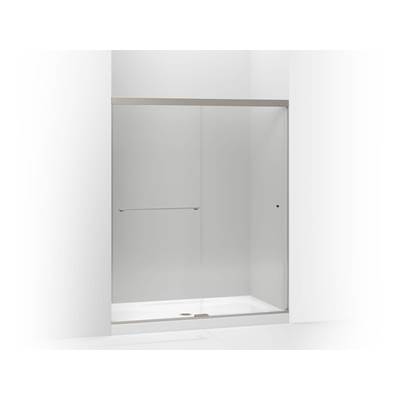 Kohler Revel Sliding shower door, 70'' H x 56-5/8 - 59-5/8'' W, with 1/4'' thick Crystal Clear glass - Anodized Brushed Nickel