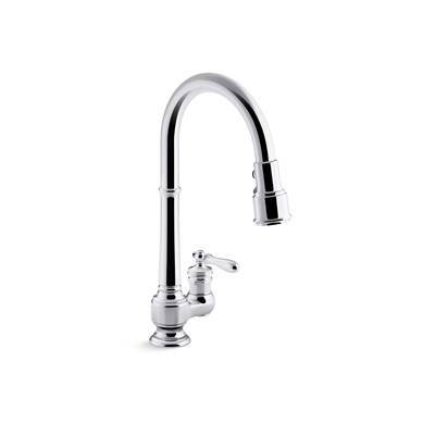 Artifacts Pull-down kitchen sink faucet with three-function sprayhead