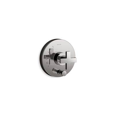 Composed Rite-Temp valve trim with push-button diverter and cross handle