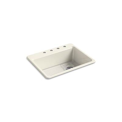 Kohler Riverby 27'' top-mount single-bowl kitchen sink - Biscuit