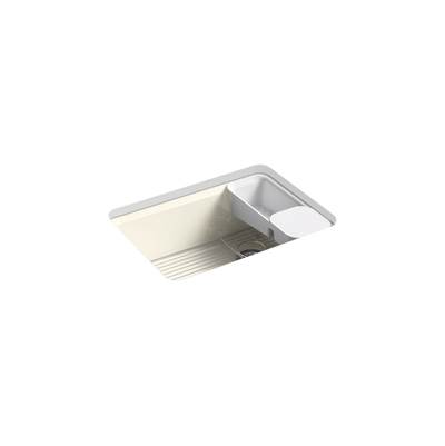 Kohler Riverby 27'' undermount single-bowl workstation kitchen sink - Biscuit