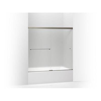 Kohler Revel Sliding bath door, 55-1/2'' H x 56-5/8 - 59-5/8'' W, with 1/4'' thick Frosted glass - Anodized Brushed Nickel