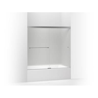 Kohler Revel Sliding bath door, 55-1/2'' H x 56-5/8 - 59-5/8'' W, with 1/4'' thick Frosted glass - Bright Polished Silver