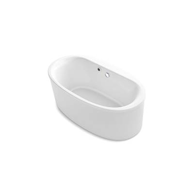Kohler Sunstruck 60'' x 34'' freestanding bath with Bask heated surface and straight shroud - White