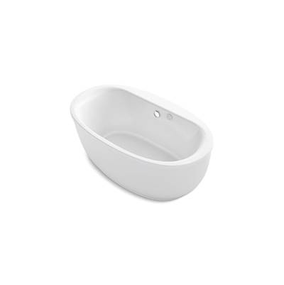 Kohler Sunstruck 65-1/2'' x 35-1/2'' freestanding Heated BubbleMassageE air bath with Bask heated surface and fluted shroud - White