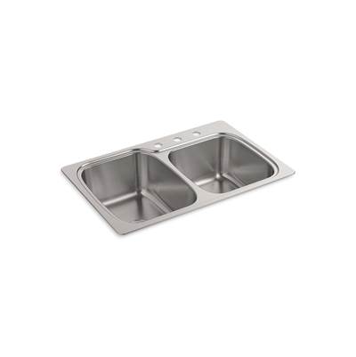 Kohler VerseE 33'' top-/undermount double-bowl kitchen sink - Stainless Steel