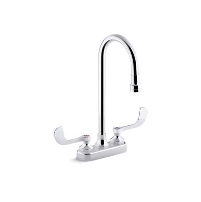 Kohler Triton Bowe 0.5 gpm centerset bathroom sink faucet with aerated flow, gooseneck spout and wristblade handles, drain not included - Polished Chrome