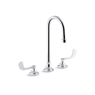 Kohler Triton Bowe 0.5 gpm widespread bathroom sink faucet with aerated flow, gooseneck spout and wristblade handles, drain not included - Polished Chrome