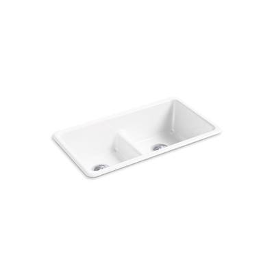 Kohler Iron/tones Smart Divide 33'' Top-/undermount Double-bowl Kitchen Sink - White