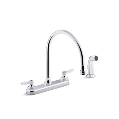 Kohler Triton Bowe 1.8 gpm kitchen sink faucet with 9-5/16'' gooseneck spout, matching finish sidespray, aerated flow and wristblade handles - Polished Chrome
