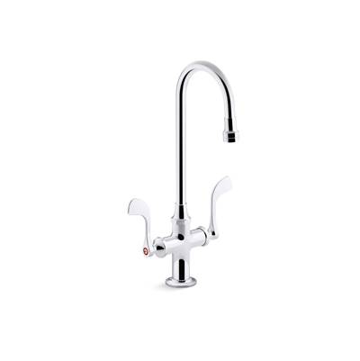 Kohler Triton Bowe 0.5 gpm monoblock gooseneck bathroom sink faucet with laminar flow and wristblade handles, drain not included - Polished Chrome