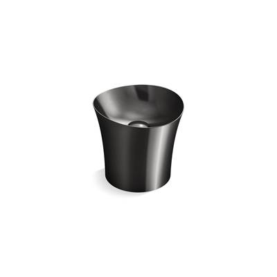 Kohler VeilE 16'' round vessel bathroom sink or pedestal sink basin, no overflow - Black